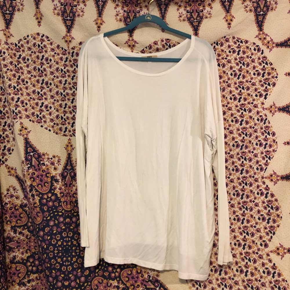 White Long Sleeve Piko Tee